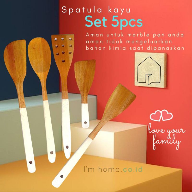 Jual Spatula kayu set WHITE peralatan dapur kayu perabotan rumah tangga