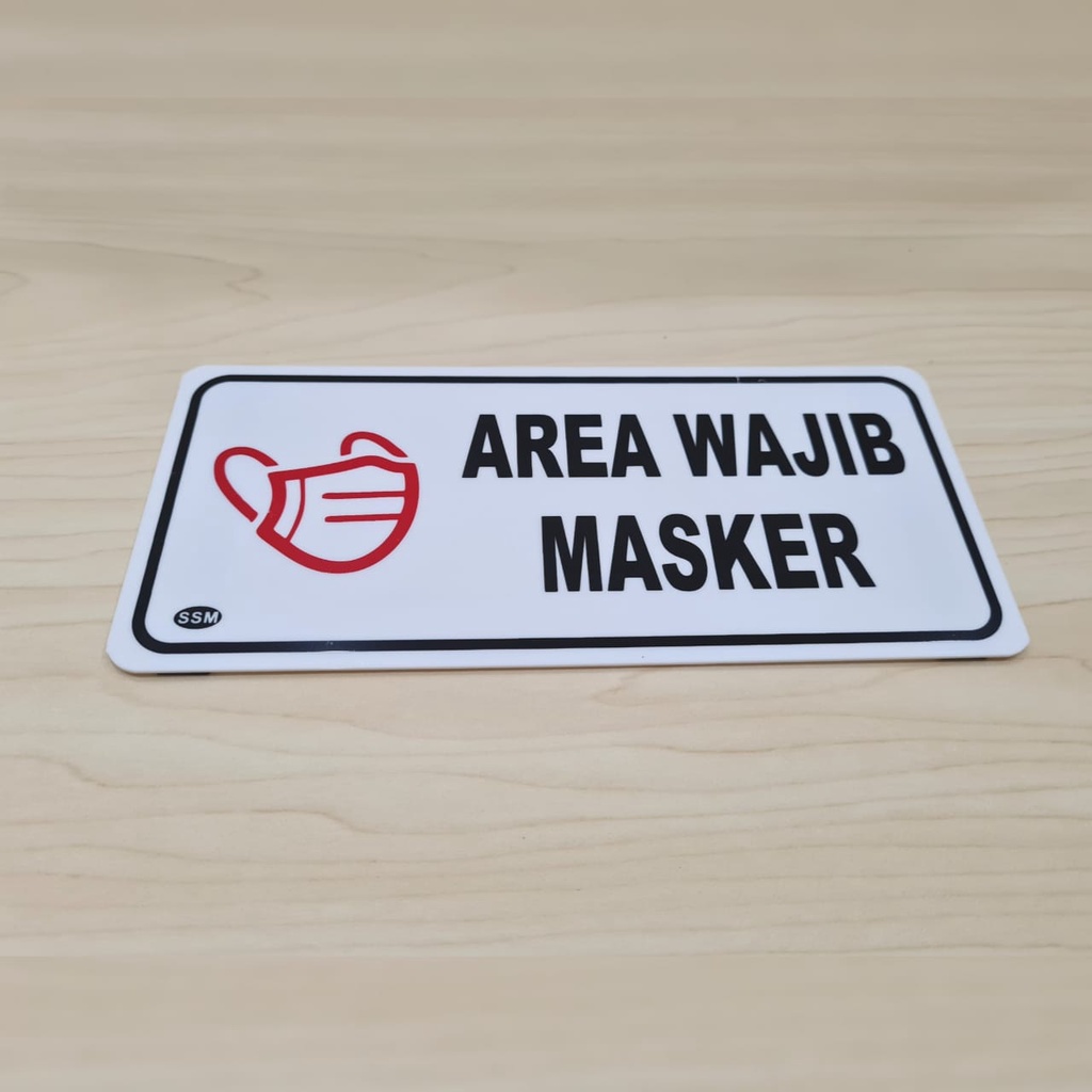 Jual Sign Board Akrilik MEDIUM AREA WAJIB MASKER | Shopee Indonesia