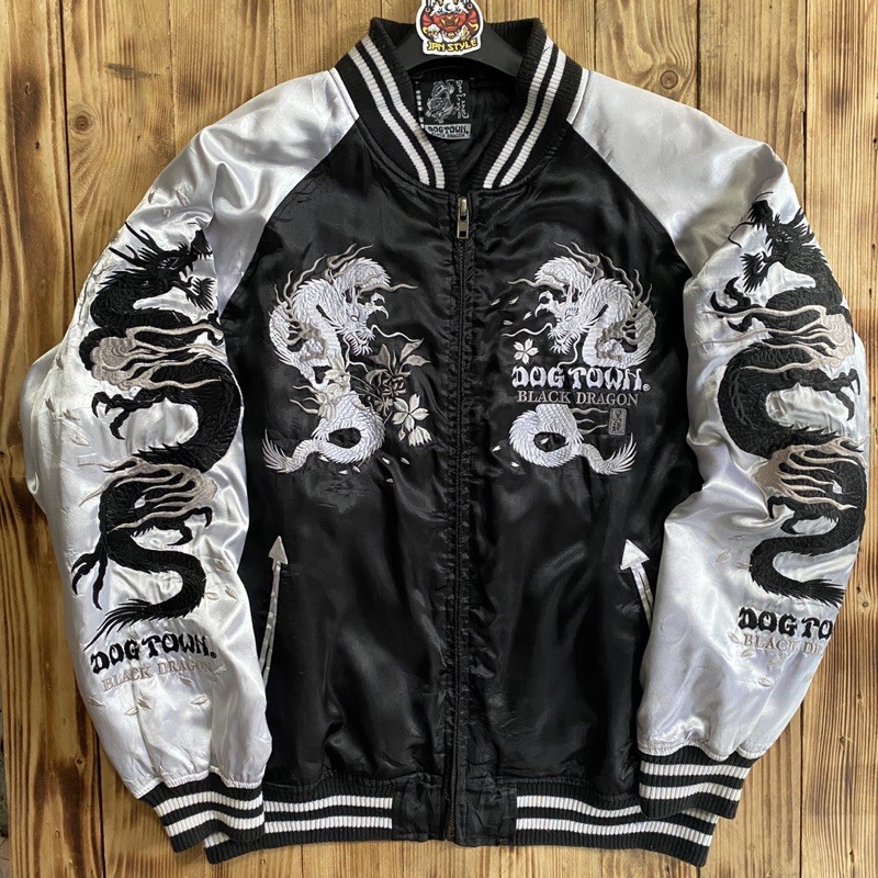 dog town BLACK DRAGON スカジャン X-LARGE RARE Vintage 90s Dog Town Black Dragon Sukajan Jacket Dog