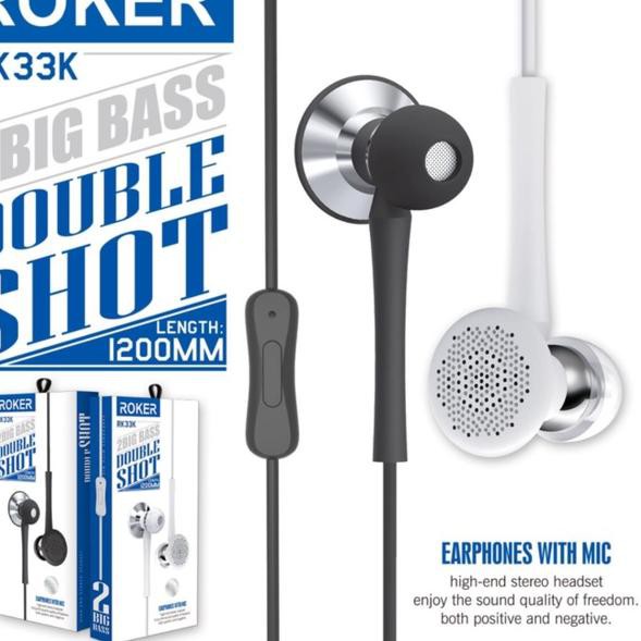 Jual Recomended.. Headset ROKER RK33K 2big BASS DOUBLE SHOT with mic ...