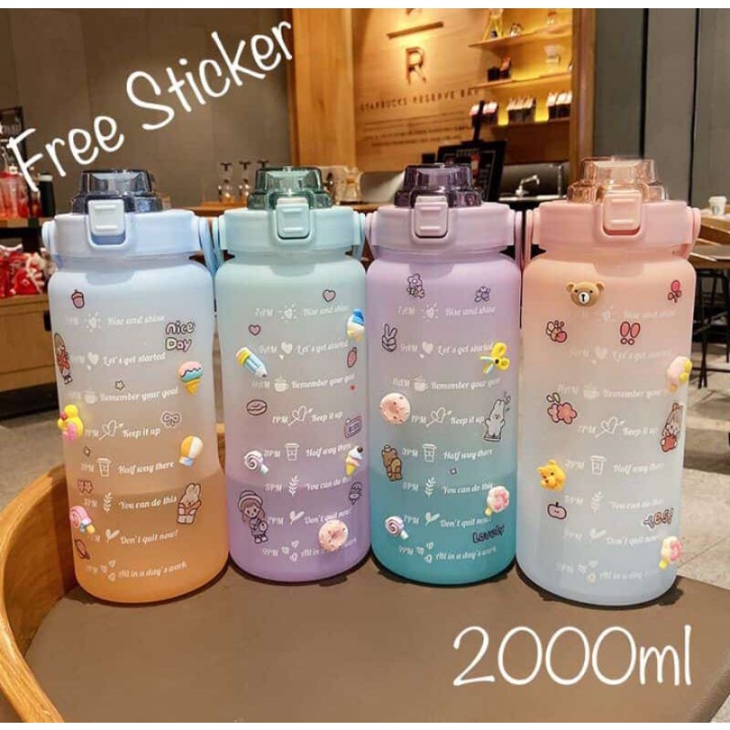 Jual BOTOL VIRAL TIME 2 LITER FREE STICKER | Shopee Indonesia