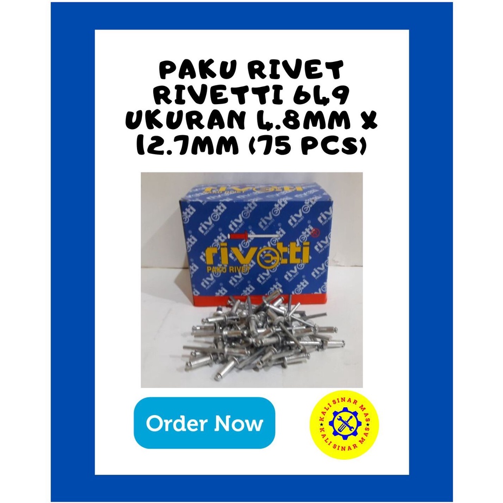 Jual Paku Rivet Rivetti 649 4.8mm x 12.7mm Blind Rivet Isi 75 Pcs ...