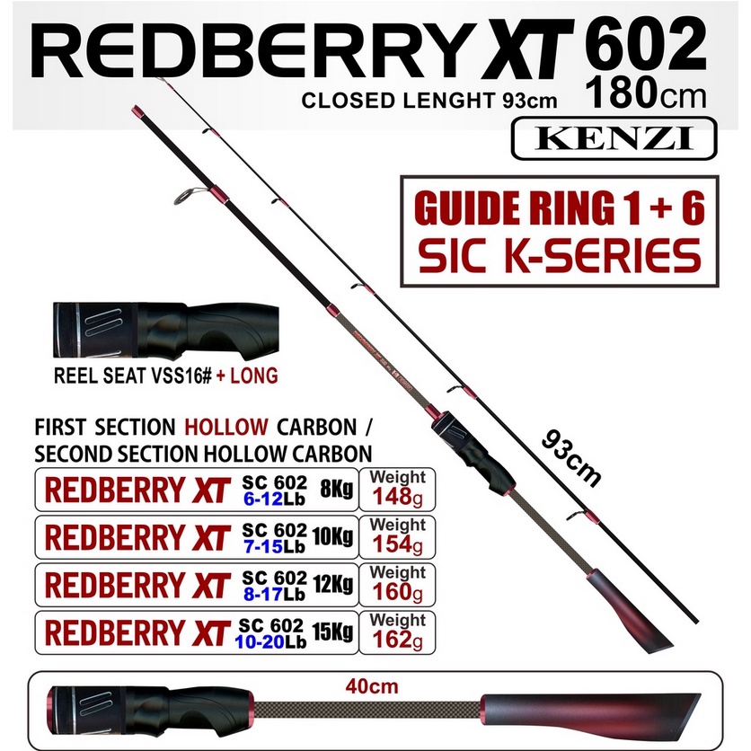 Jual Joran Pancing Model Spinning Kenzi Redberry XT 180cm | Shopee ...
