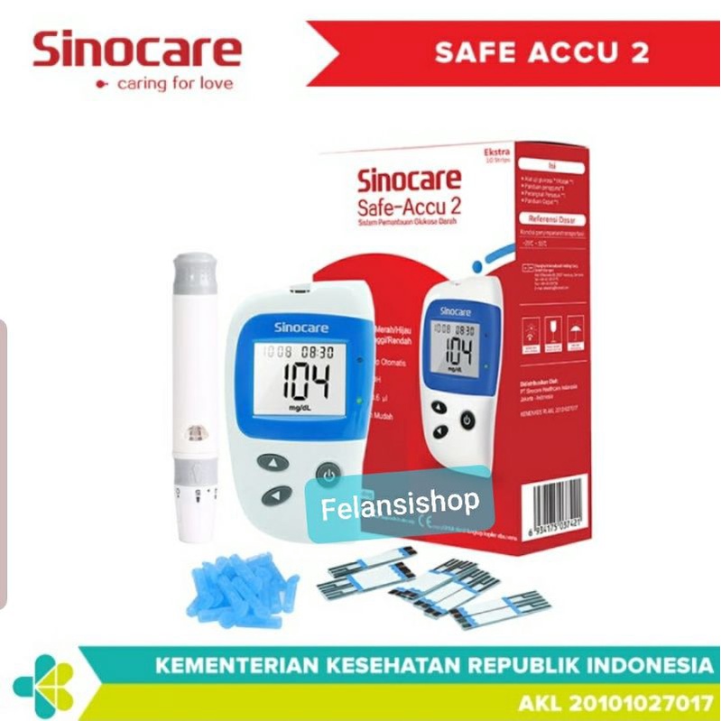 Jual Alat Cek Gula Darah Sinocare Safe Accu 2 10 Strip And 10 Lancets