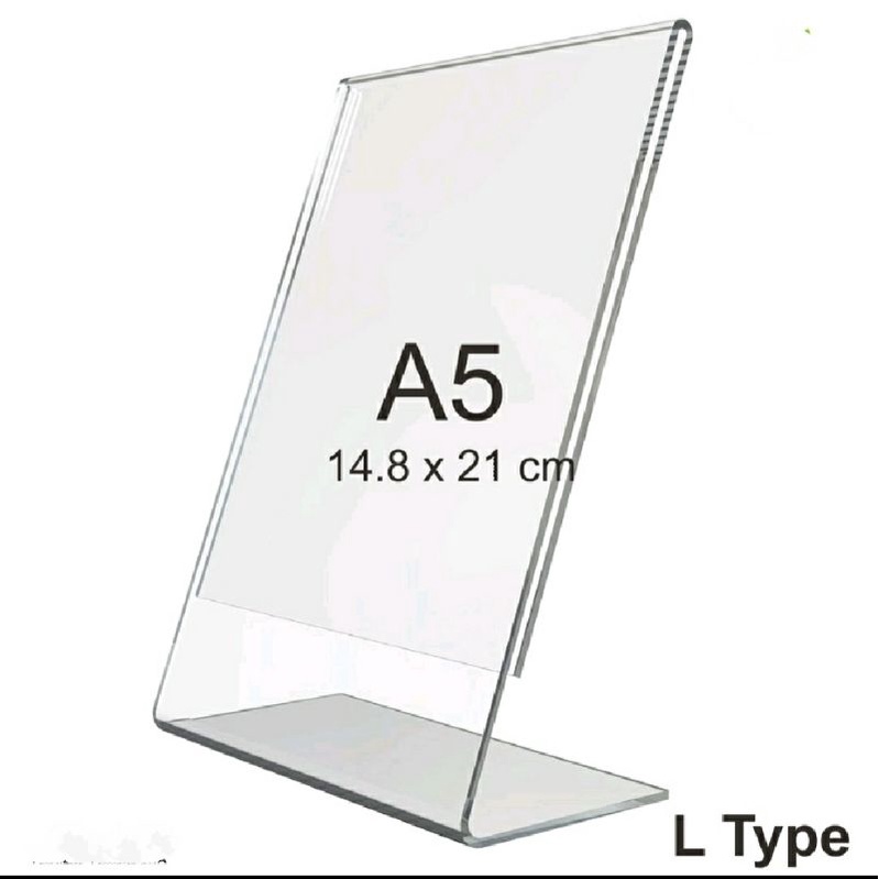 Jual AKRILIK A5 MODEL L / TENT HOLDER / TEMPAT BROSUR / TENT CARD
