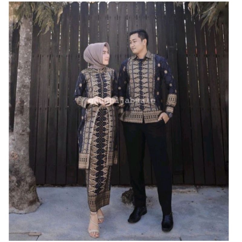 Jual SET COUPLE BATIK SONGKET KURUNG NAGO BINTANG ABU-BAJU SONGKET ...