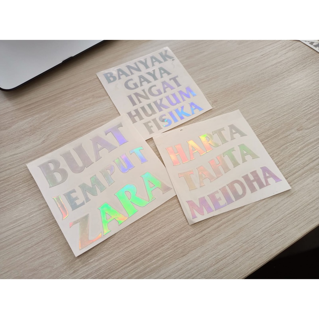 Jual Custom Sticker Hologram Stiker Vinyl Cutting Tulisan Harta Tahta