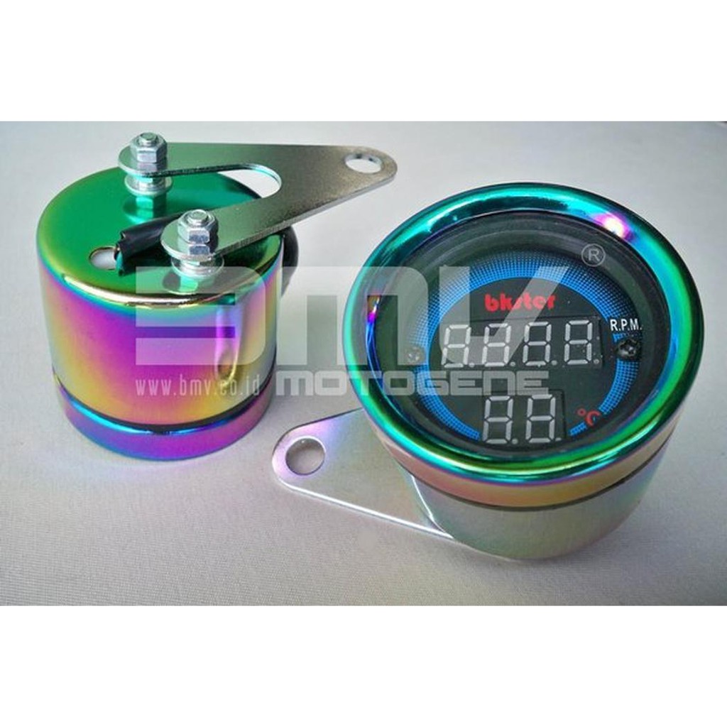 Jual RPM / TACHOMETER PLUS TEMPERATUR UNIVERSAL DIGITAL CHROME BLISTER ...