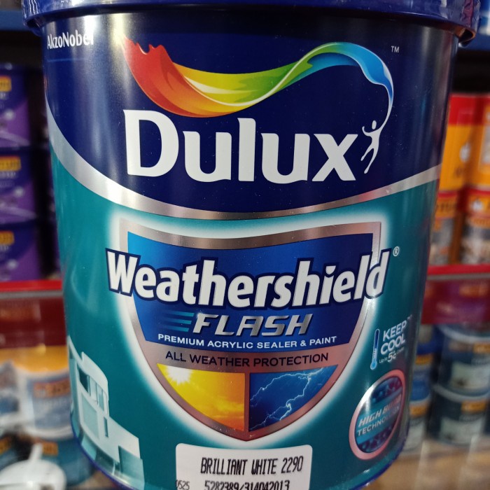 Jual Cat Tembok Dulux Weathershield Flas Brilliant White 2 5ltr