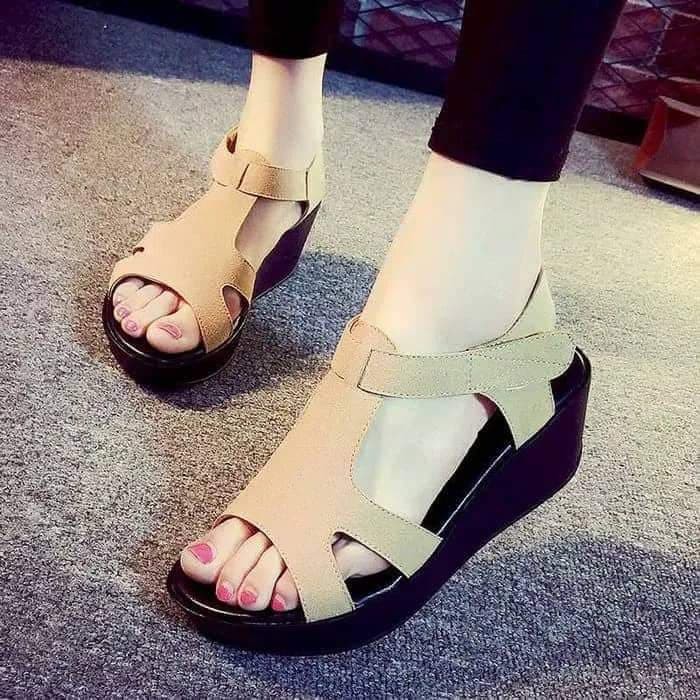 Sepatul Wedges Wanita Cewek Cewe Murah Import Branded Cantik B RF865 Sandal Wedges Wanita Dinara S