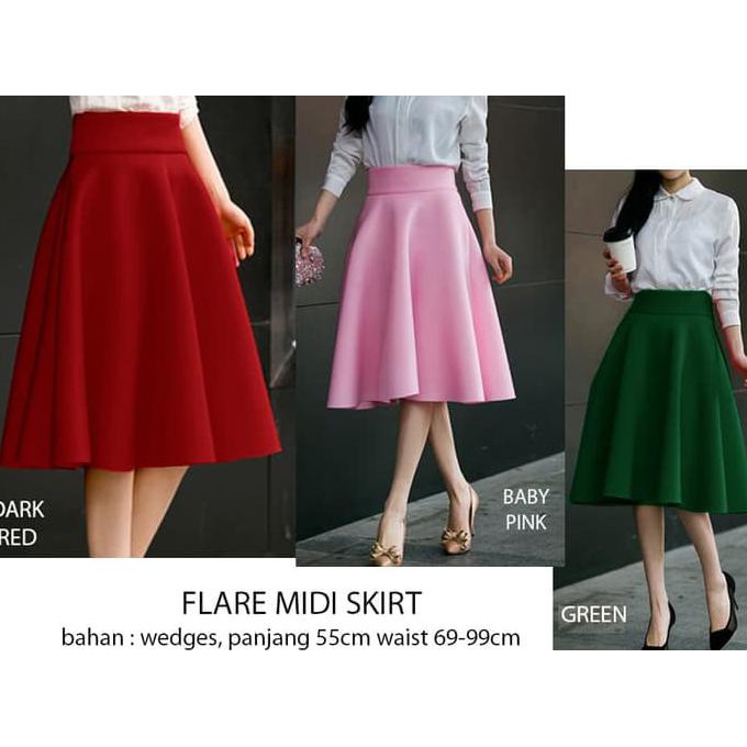 Jual Elena Skirt ( Midi Flare Skirt ) | Shopee Indonesia