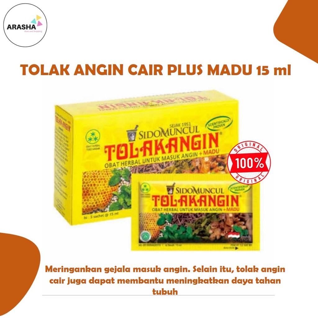 Jual Tolak Angin Cair Plus Madu Box 15 Ml Obat Herbal Alami Masuk