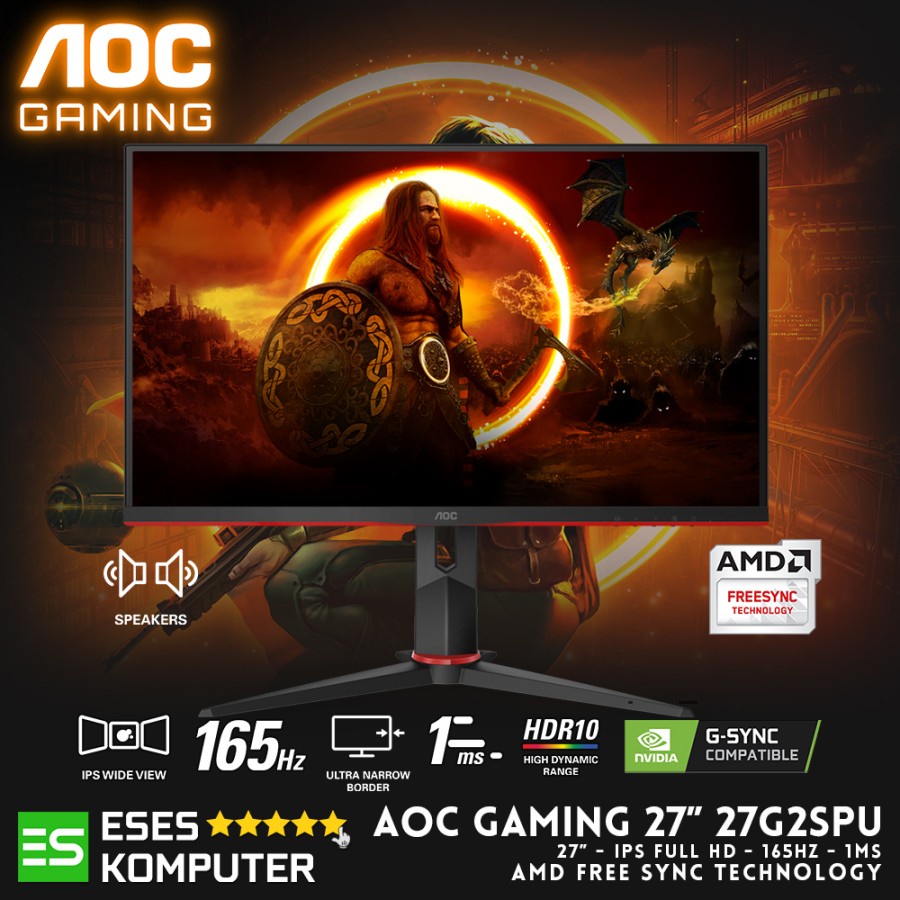 Jual Monitor AOC Gaming 27G2SPU 27 Inch 165Hz 1ms IPS HDR Adaptive Sync ...