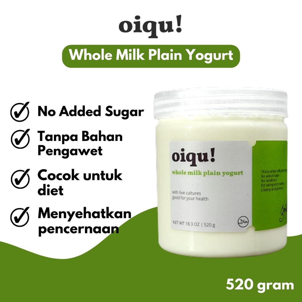 Jual Yogurt Plain Oiqu / Whole Milk Plain Yoghurt 520 gram Shopee