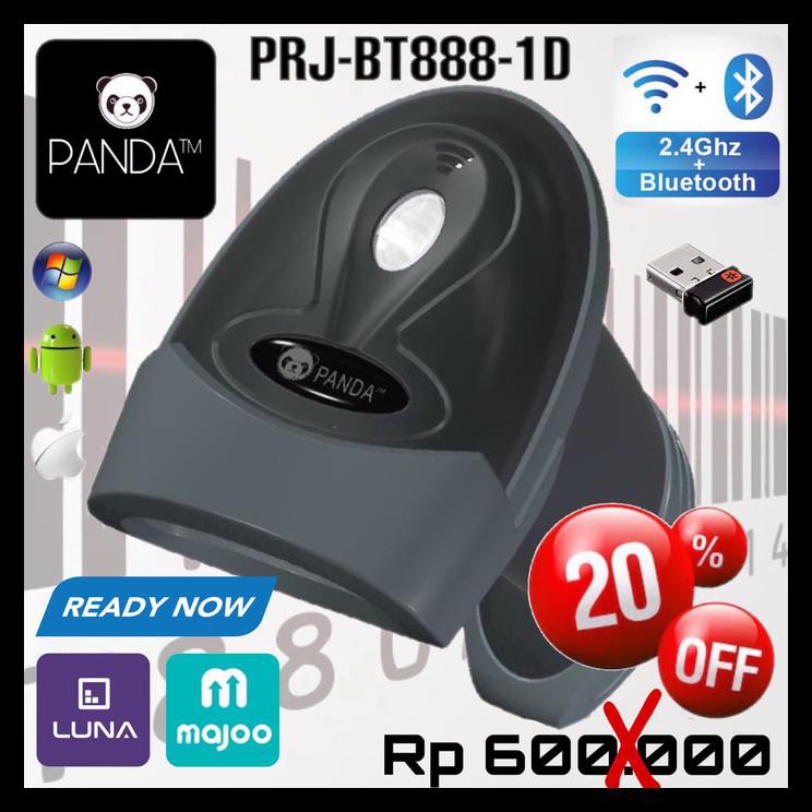 Jual Panda PrjBt8881D Wereless Laser Barcode Scanner (Bluetooth+2.4G