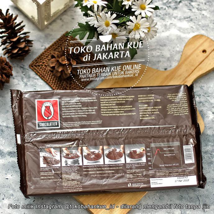 Jual BAHAN KUE COKELAT TULIP DARK CHOCOLATE COMPOUND COKLAT BATANG 200 ...