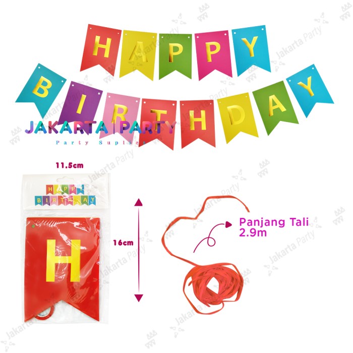 Jual Banner Happy Birthday Rainbow #2 / Bunting Flag HBD / Party Flag ...