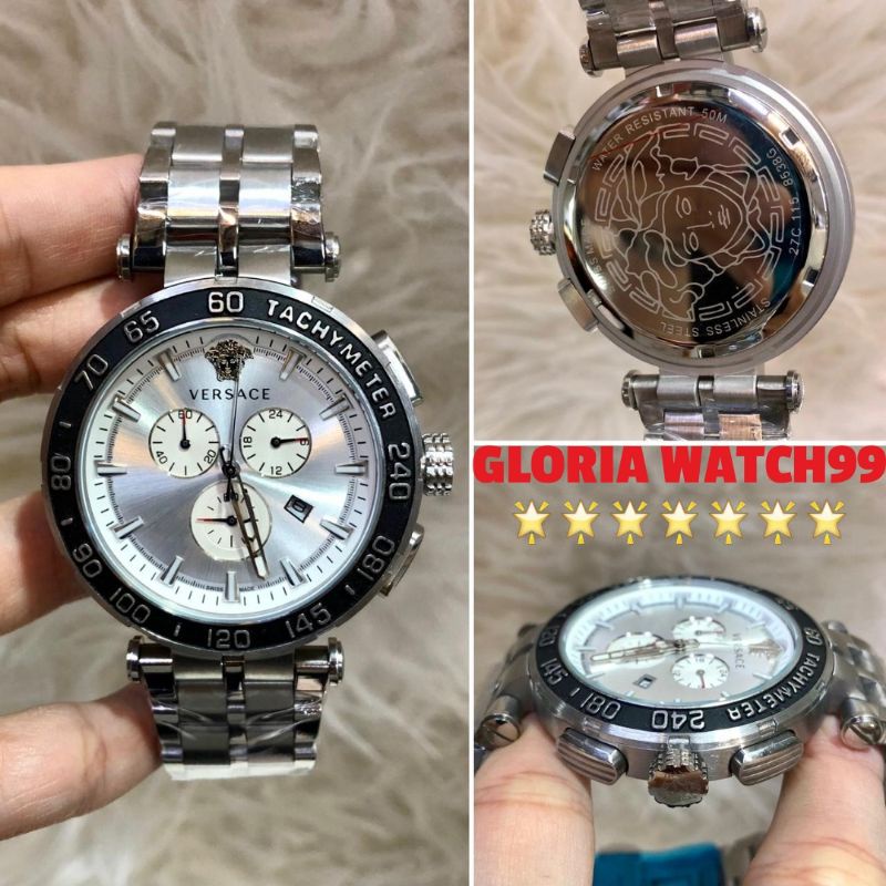 Jual JAM TANGAN PRIA VERSACE CHRONOGRAPH STAINLESS STEEL SUPER PREMIUM