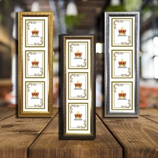 Bingkai Figura Frame 4R 3 IN 1(susun) Ukir Vertical gold/coklat/silver