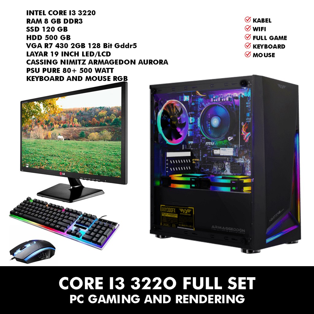 Jual PC GAMING FULL SET CORE I3 3220 RAM 4GB HDD 250GB LAYAR 19 INCH ...