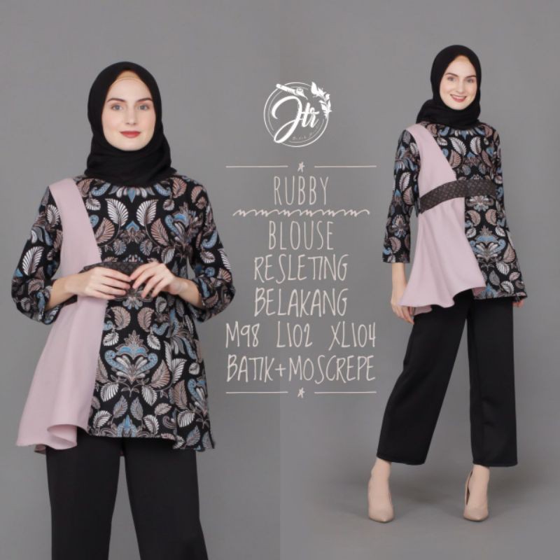 Jual BATIK MODERN | RUBBY BLOUSE | BLOUSE BATIK KOMBINASI | BATIK