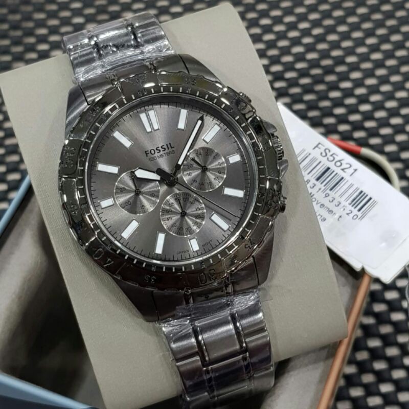 Jual Fossil FS5621 FS5622 Chrono On All Stainless Steel 45mm Jam