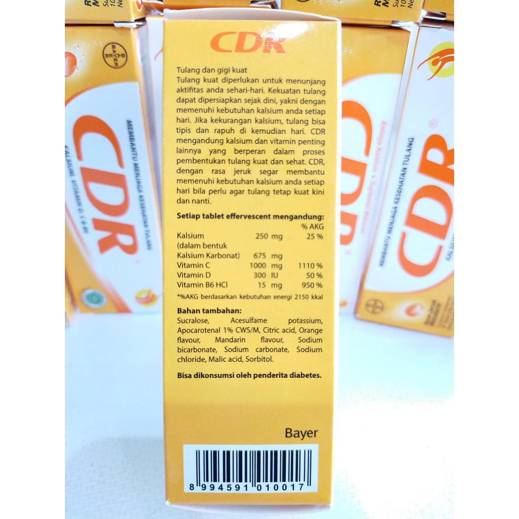 Jual CDR Kalsium D Vitamin C Rasa Jeruk Mandarin Isi 10 Tablet Suplemen ...
