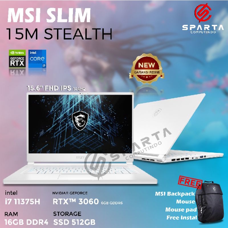 Jual Laptop MSI Slim 15M Stealth Core i7 Gen 11 Ram 16 GB SSD 512 GB ...