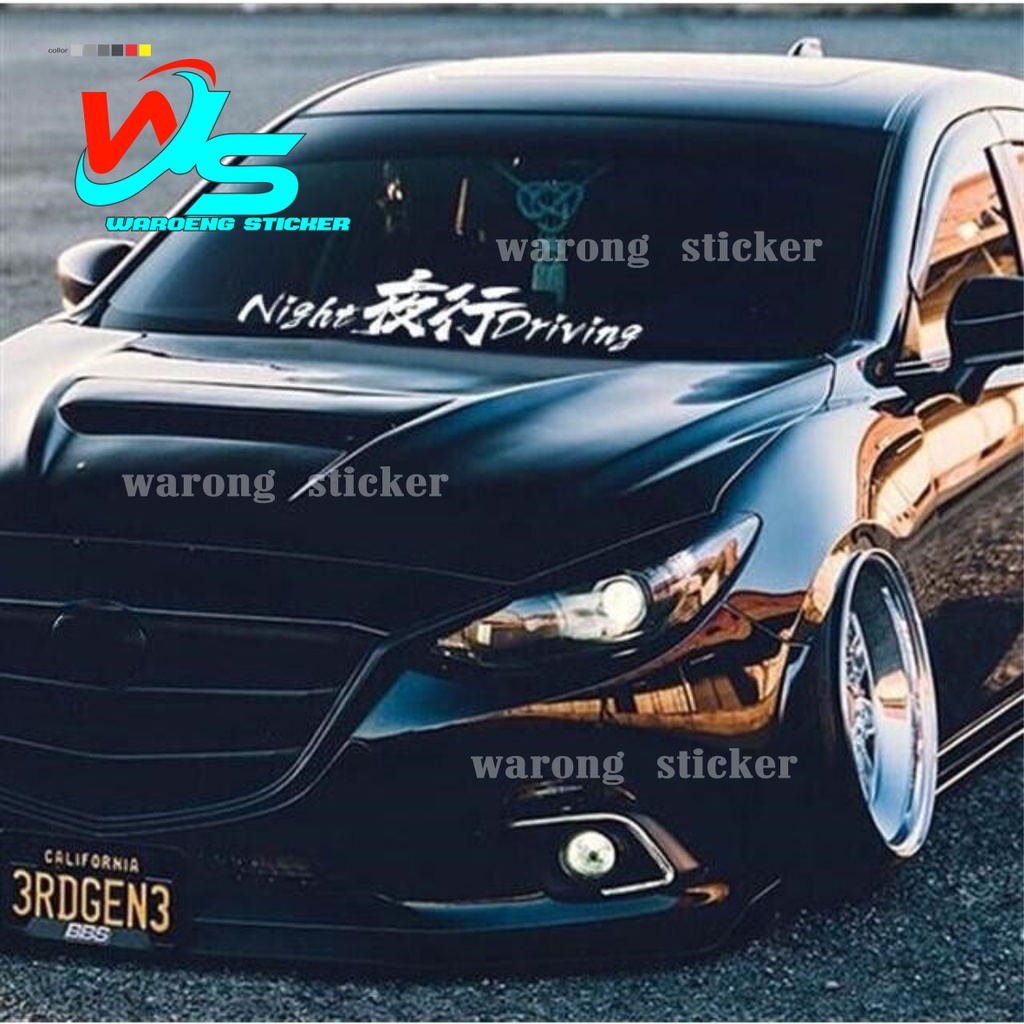 Jual stiker kaca mobil NIGH DRIVING KANJI stiker kaca jdm kanji depan mobil & stiker kaca