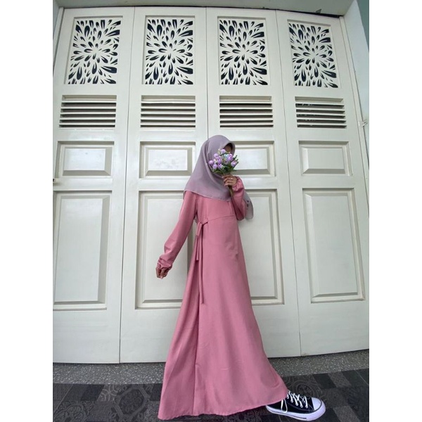 Baju Gamis AIZA Abaya Syar'i Turkey Hitam Polos Muslim Wanita Remaja Dewasa Casual Simpel Terbaru