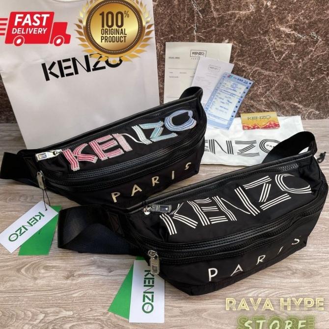 KENZO Waistbag Paris White Tas Selempang Kenzo Pria Original