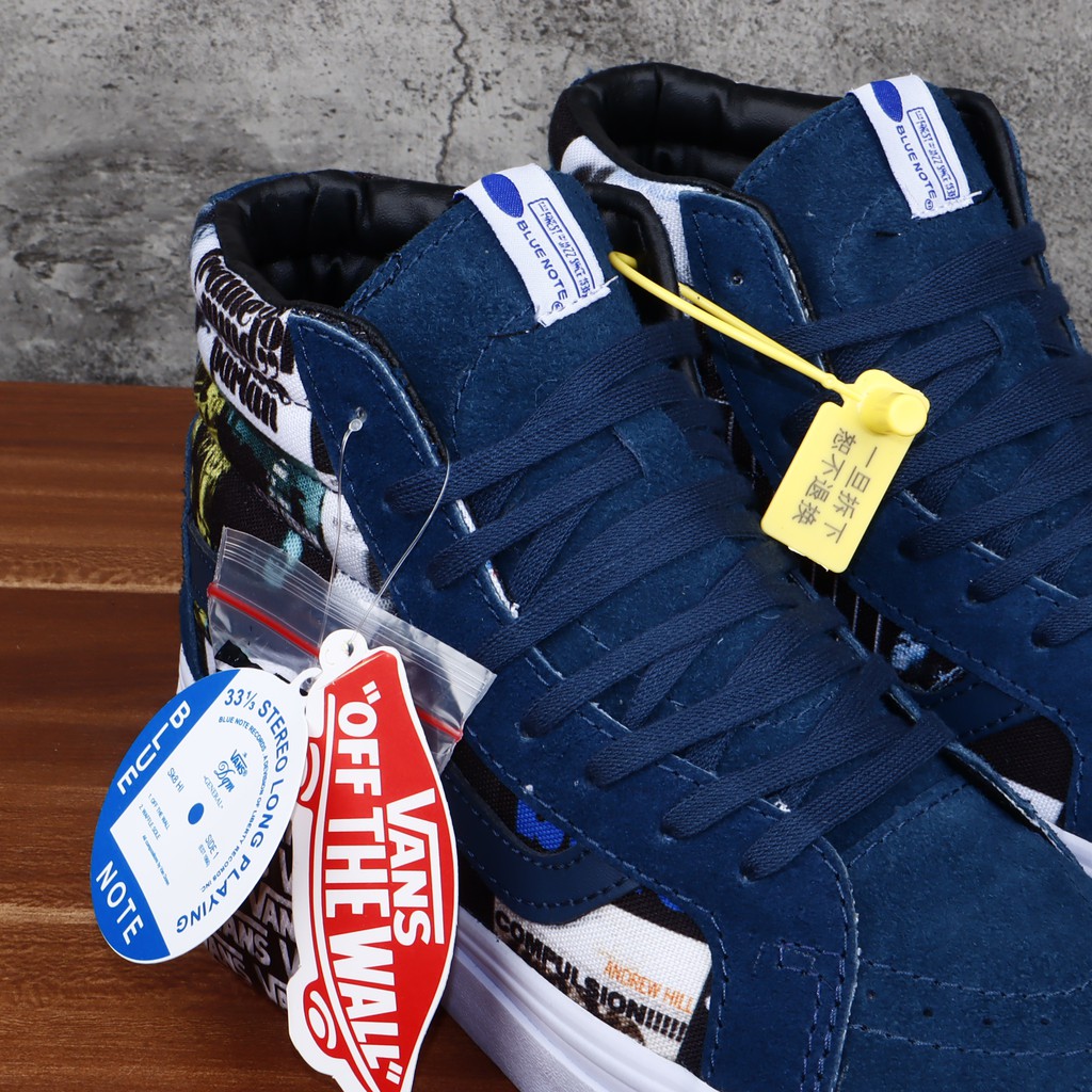 Jual Sepatu Vans SK8 Hi X Blue Note Record X DQM OG Dress Blue