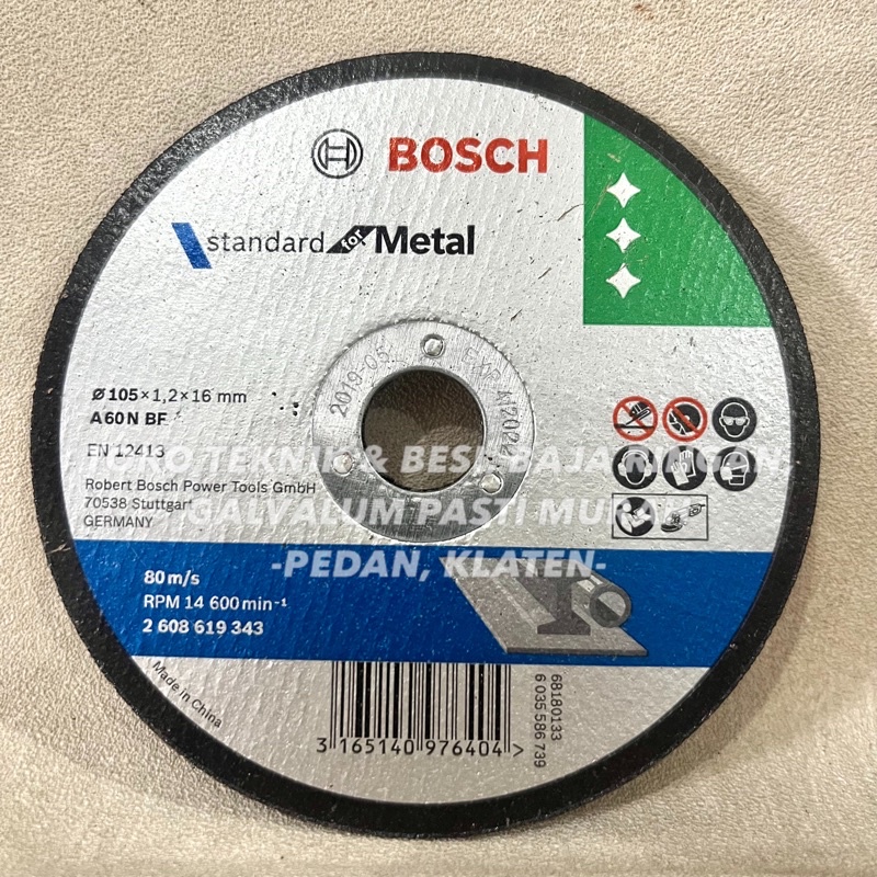 Jual Batu Potong Besi BOSCH A 60 N BF Cutting Wheel 4 inch Mata Gerinda ...