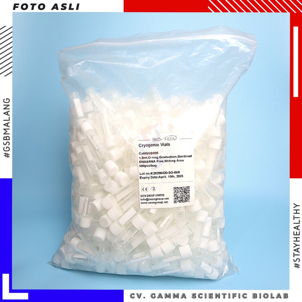 Jual Cryogenic Vials SGB028 1,8ml,O-ring,Graduation, 500pcs/pack ...