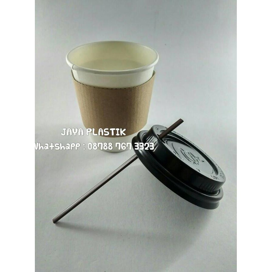 Jual PAPER CUP KOPI ( POLOS ) + TUTUP + SEDOTAN PIPIH ( STIRRER ...