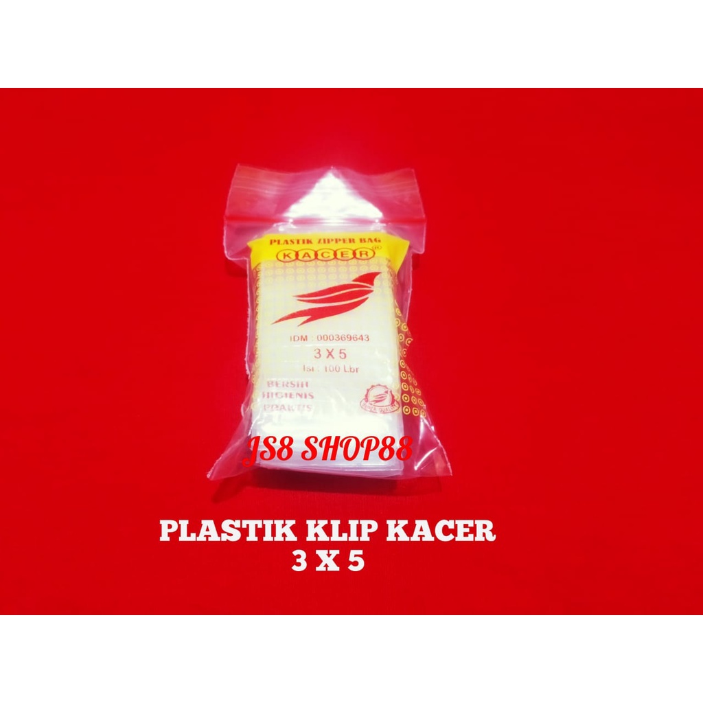 Jual Per Pack Plastik Klip Kacer 3x5 Isi 100 Lembar Plastik Ziplock Clip Zipper 3 X 5 Asli 2361