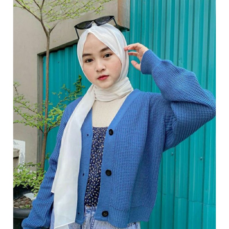 Jual CARDI RAJUT CROP OVERSIZE PREMIUM LENGAN BALON (PROMO) | Shopee ...