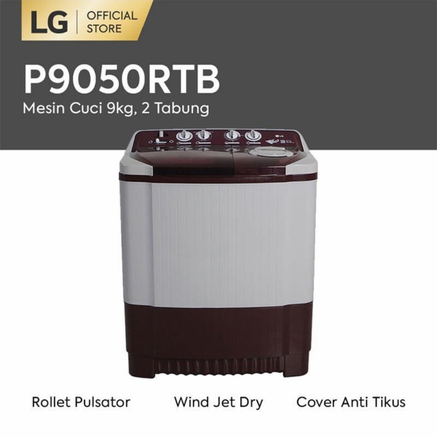 Jual MESIN CUCI 2 TABUNG 9KG LG P9050R SUPER ROLLERJET PULSATOR WIND JETDRY  - Kota Tangerang - Uptodateonlineshop