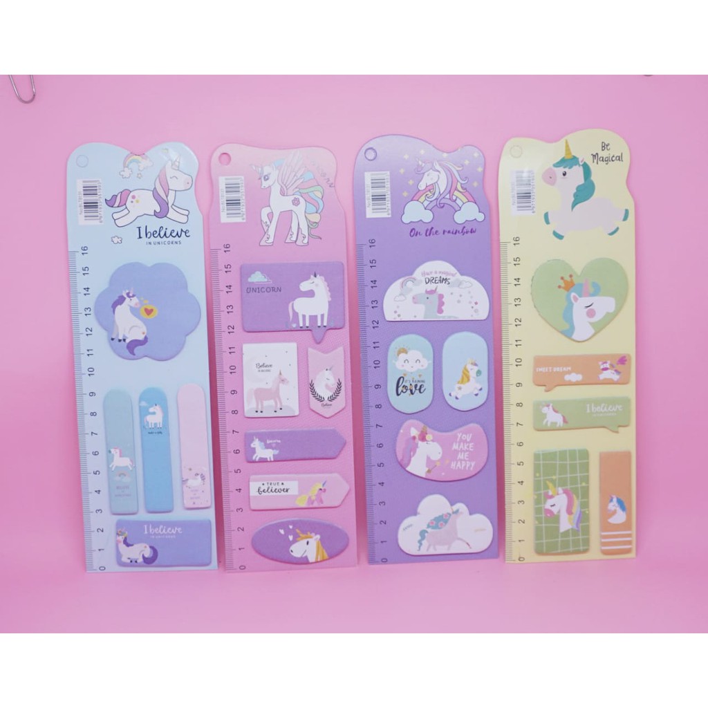 Jual STICKY NOTES UNICORN PERNGGARIS TERMURAH LUCU UNIK MEMO LUCU