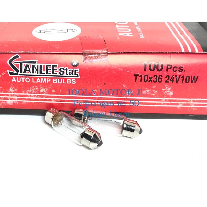 Jual Bohlam lampu pelafon festoon capsul T10x36 24v 10w merk stanlee