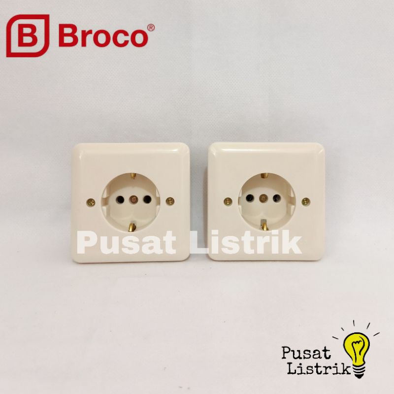 Jual IB Stop Kontak Arde New Gee Broco Socket Outlet Inbow Cream Broco ...