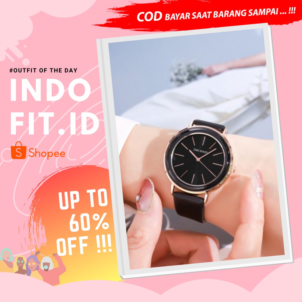 Jual Jam Tangan Wanita Analog Anti Air Korea Kulit Branded Minimalis Original Murah Terbaru