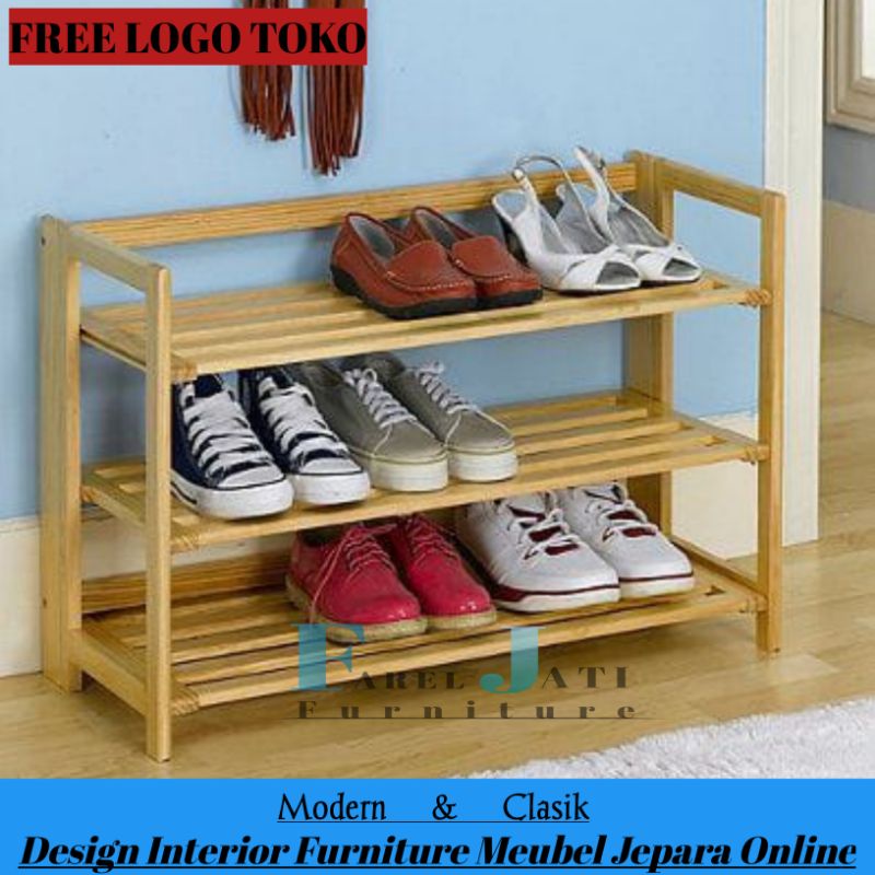 Jual TEMPAT SEPATU RAK SUSUN MINIMALIS KAYU JATI | Shopee Indonesia