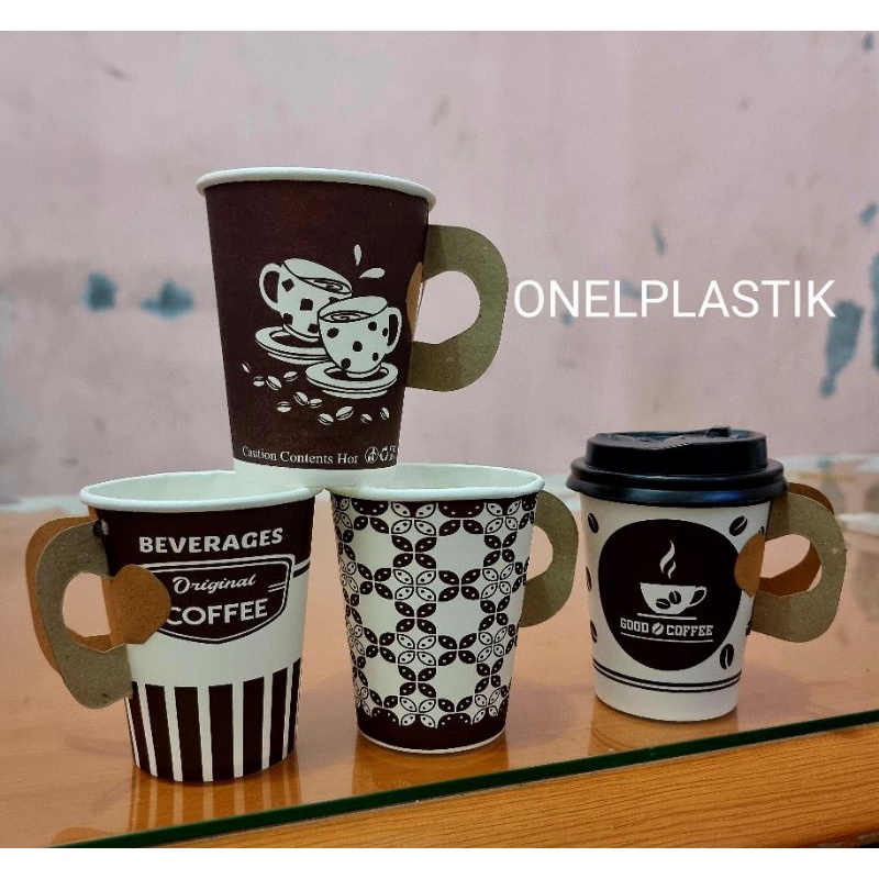 Jual Hot Paper Cup Motif Gelas Kertas Motif Oz Paper Cup Handle