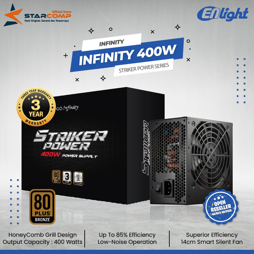 Jual Power Supply Infinity Striker Power 400w 80 Bronze Psu Infinity 400w Shopee Indonesia 0073