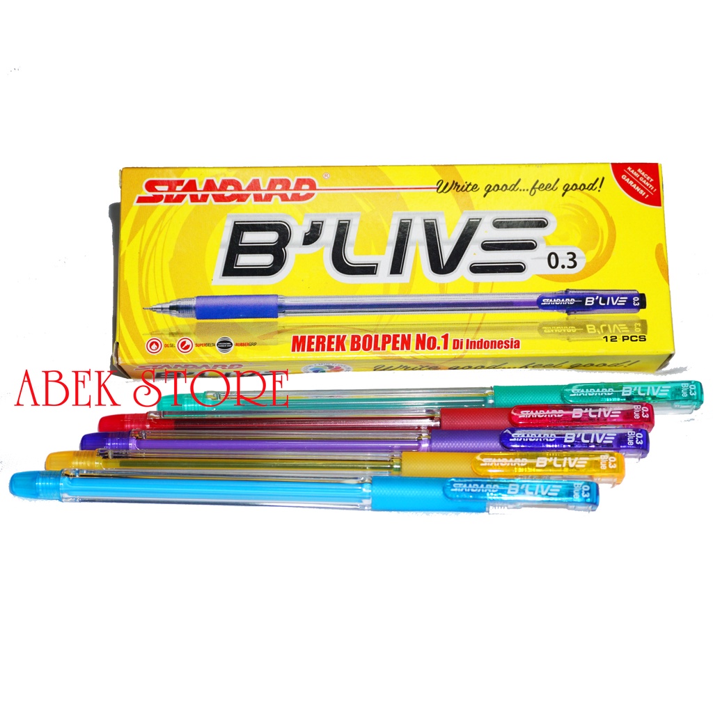 Jual Pulpen Standard B'Live 0.3 Mm ISI 12 Pcs ( 1 Pak ) Standard BLIVE ...