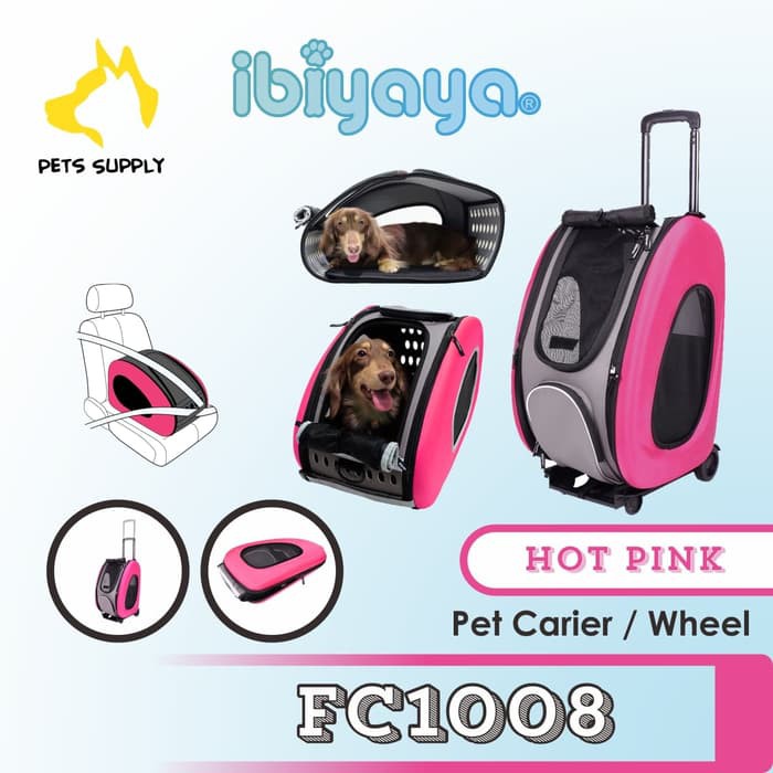 Jual PET WHEELED CARRIER IBIYAYA FC1008 Hot Pink Shopee Indonesia