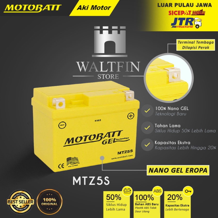 Jual Aki Motor Honda SUPRA X 125 Accu MF Aki Motobatt Gel MTZ5S