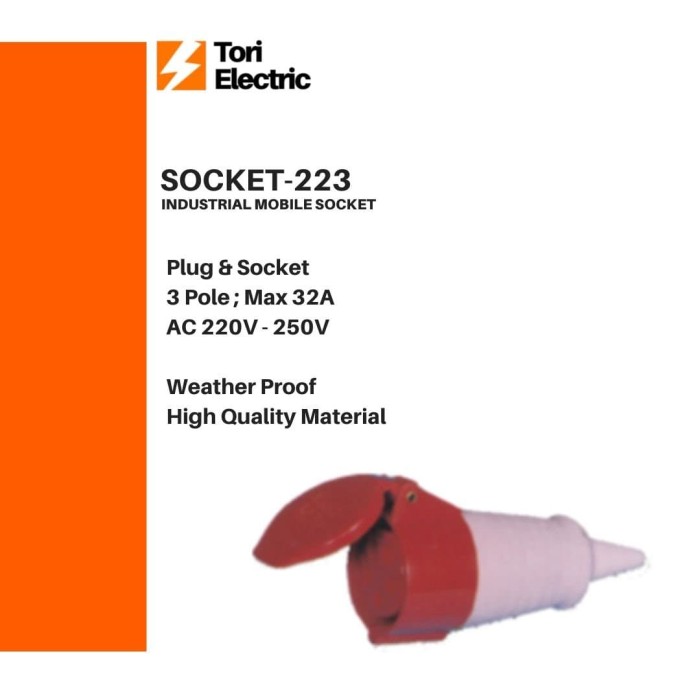 Jual Industrial Mobile Socket 223 3P 32A 3 Pin 32A Plug-Socket | Shopee ...