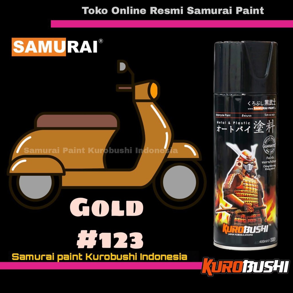 Jual Samurai Paint GOLD 123 Warna Standar Emas Cat Semprot Aerosol